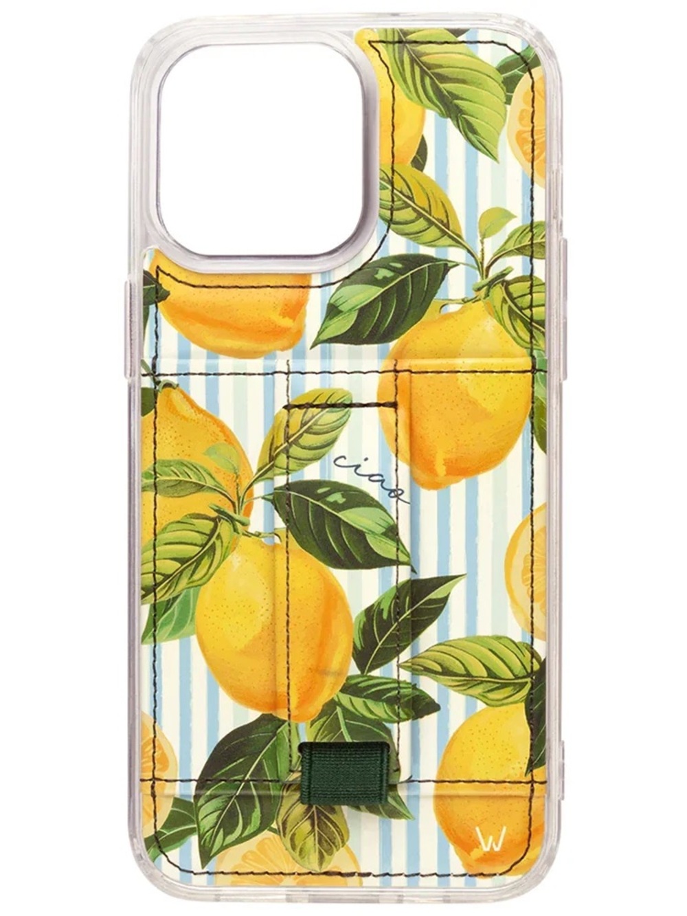 Lemon Print Phone Case with Card Slot - Yellow & Green for iPhone 16 Pro Max
